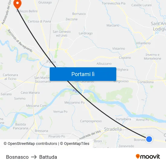Bosnasco to Battuda map
