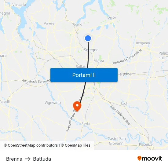 Brenna to Battuda map