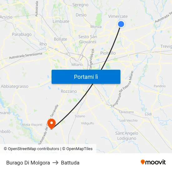 Burago Di Molgora to Battuda map