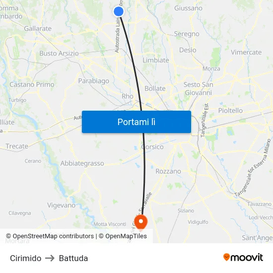 Cirimido to Battuda map