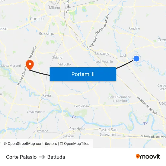 Corte Palasio to Battuda map