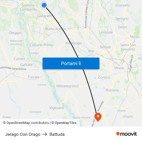 Jerago Con Orago to Battuda map