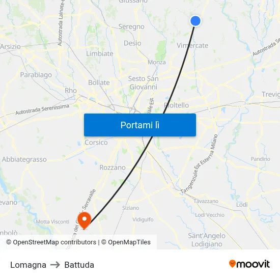 Lomagna to Battuda map