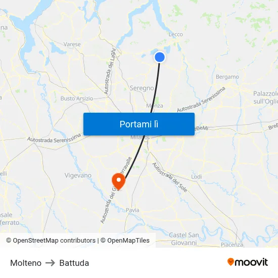 Molteno to Battuda map
