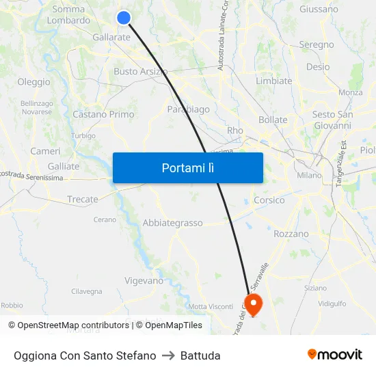Oggiona Con Santo Stefano to Battuda map
