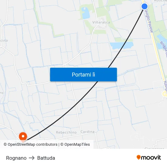 Rognano to Battuda map