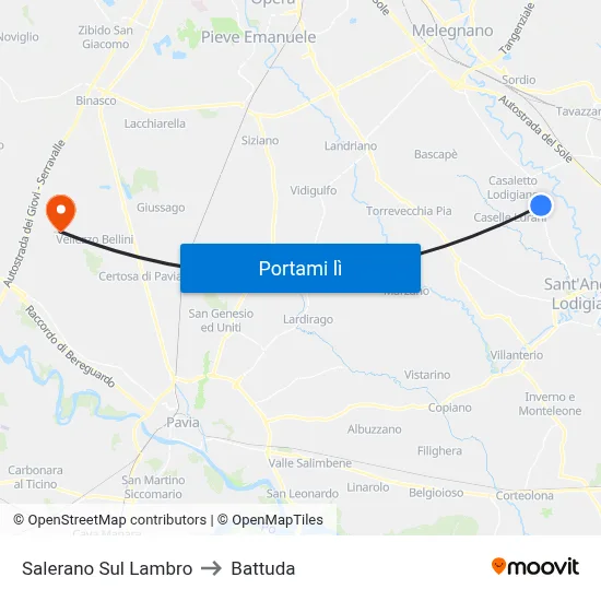 Salerano Sul Lambro to Battuda map