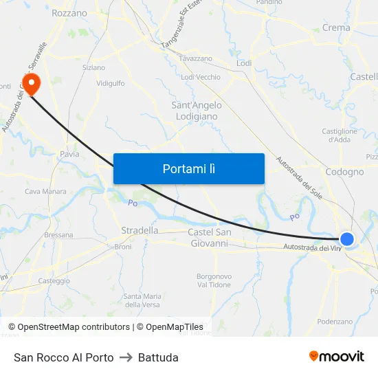 San Rocco Al Porto to Battuda map