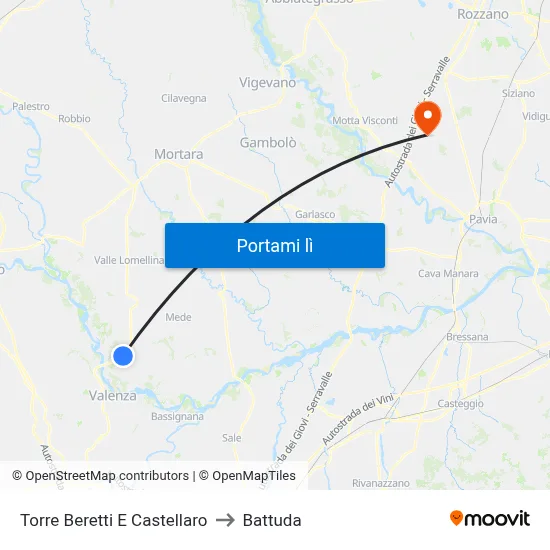 Torre Beretti E Castellaro to Battuda map