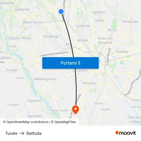 Turate to Battuda map