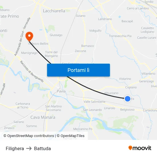 Filighera to Battuda map
