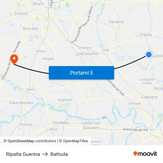 Ripalta Guerina to Battuda map