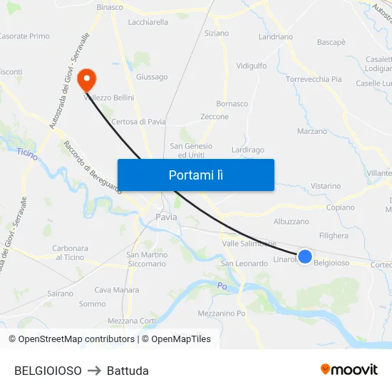 BELGIOIOSO to Battuda map