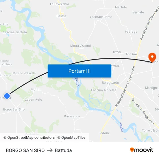 BORGO SAN SIRO to Battuda map