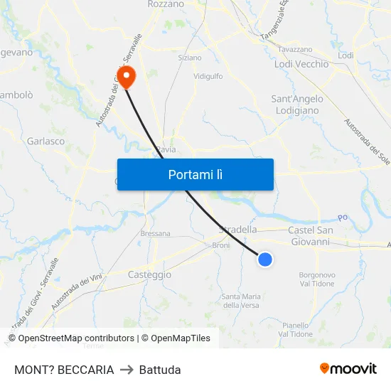 MONT? BECCARIA to Battuda map