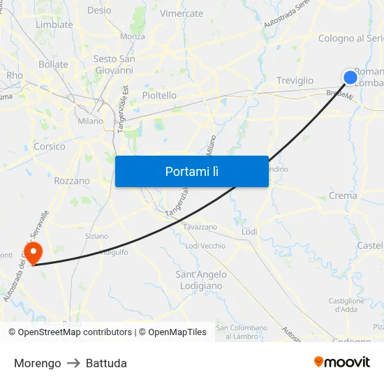 Morengo to Battuda map