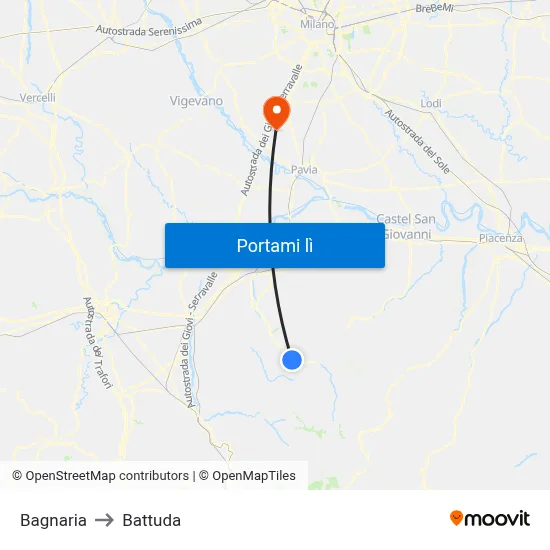 Bagnaria to Battuda map