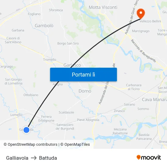 Galliavola to Battuda map