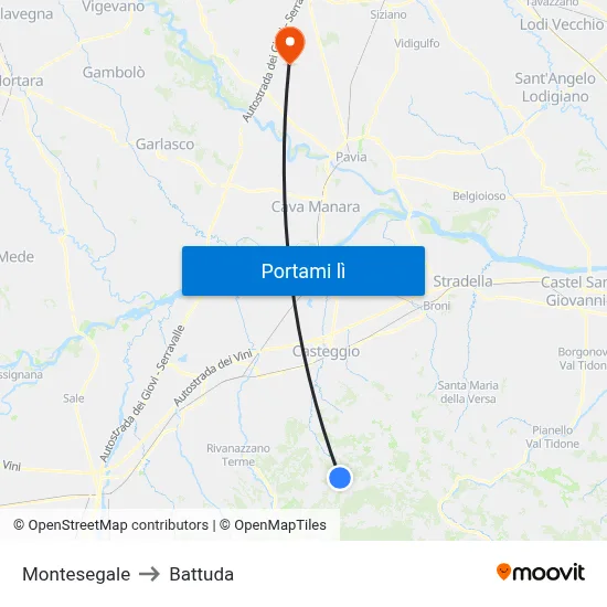 Montesegale to Battuda map
