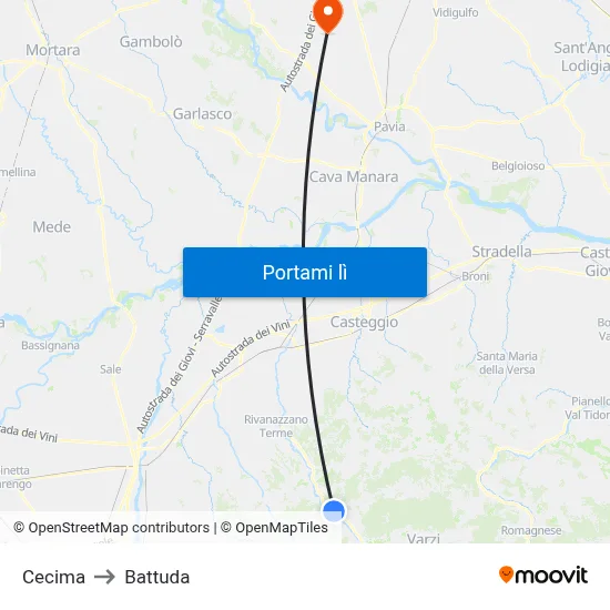 Cecima to Battuda map