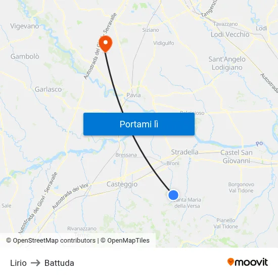 Lirio to Battuda map