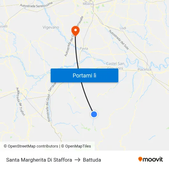 Santa Margherita Di Staffora to Battuda map