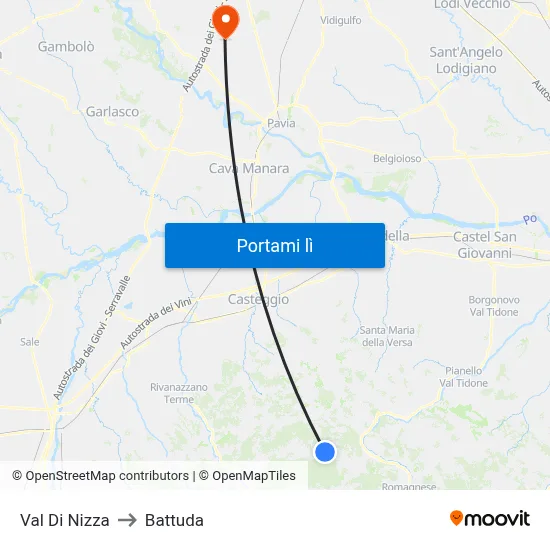 Val Di Nizza to Battuda map