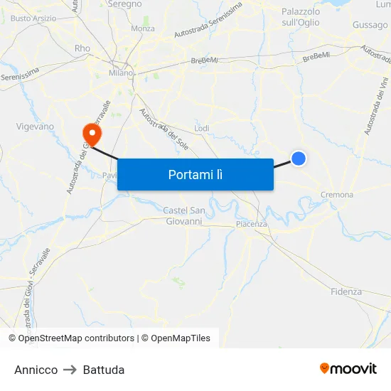 Annicco to Battuda map
