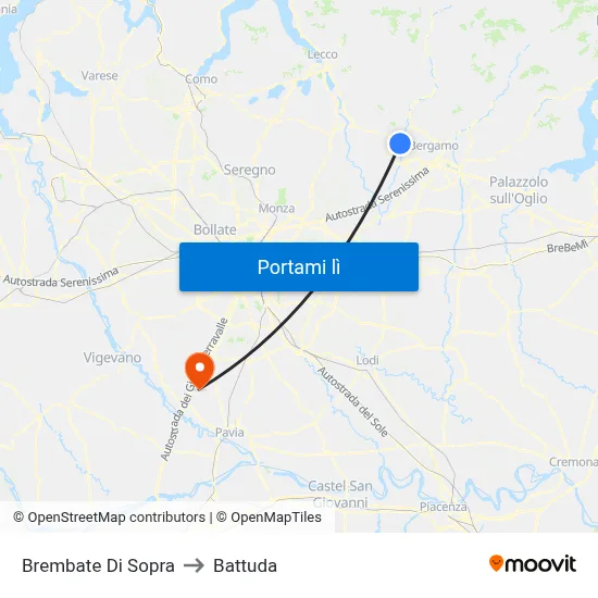 Brembate Di Sopra to Battuda map