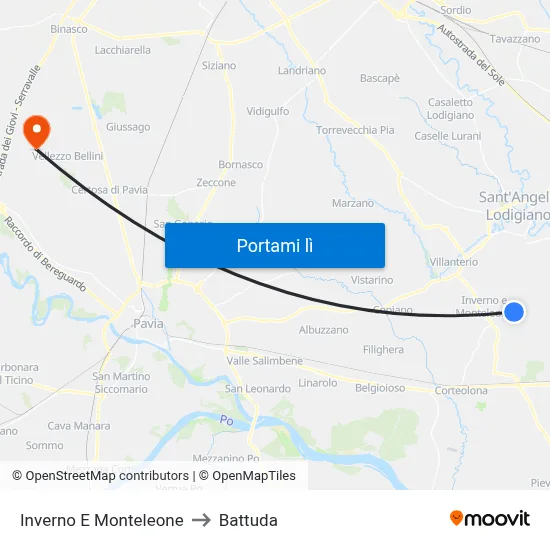 Inverno E Monteleone to Battuda map