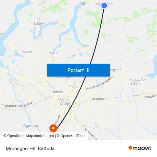 Morbegno to Battuda map