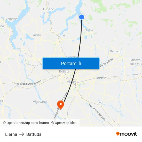 Lierna to Battuda map