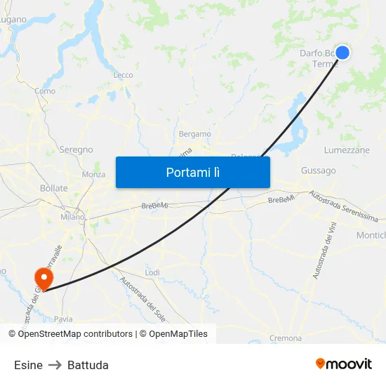 Esine to Battuda map