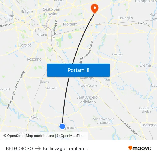 BELGIOIOSO to Bellinzago Lombardo map
