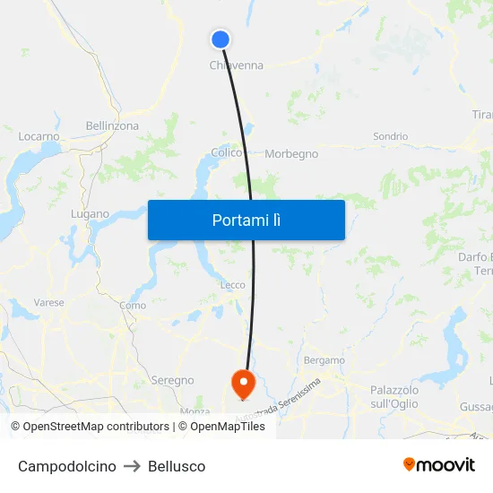 Campodolcino to Bellusco map
