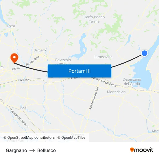 Gargnano to Bellusco map