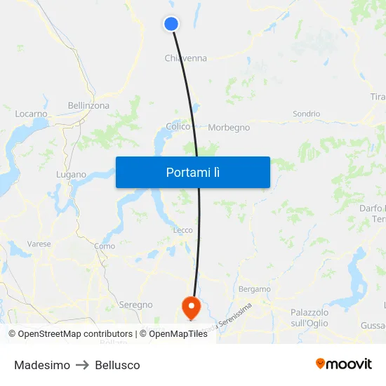 Madesimo to Bellusco map