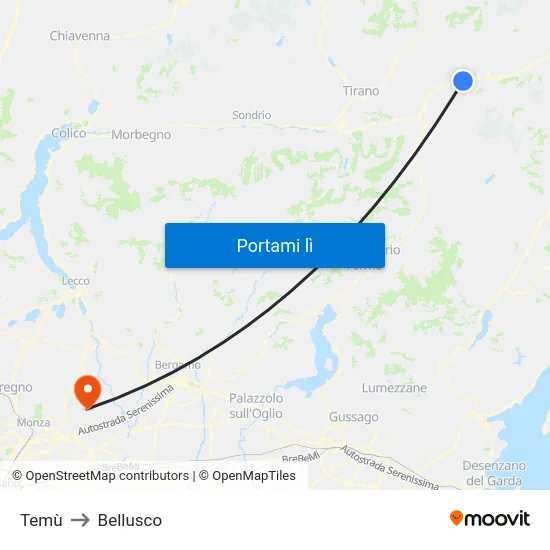 Temù to Bellusco map