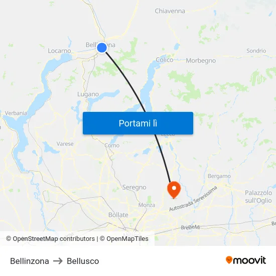 Bellinzona to Bellusco map