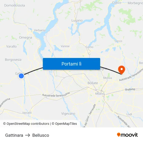 Gattinara to Bellusco map