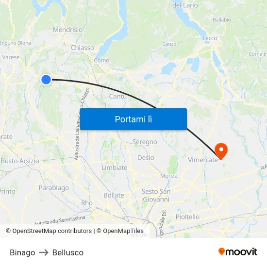 Binago to Bellusco map
