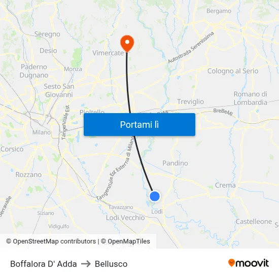 Boffalora D' Adda to Bellusco map