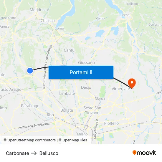 Carbonate to Bellusco map