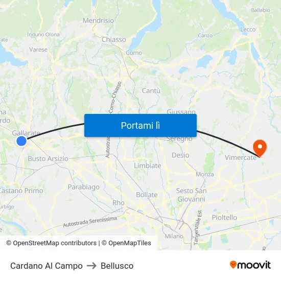 Cardano Al Campo to Bellusco map