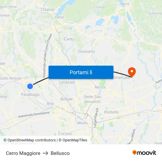 Cerro Maggiore to Bellusco map