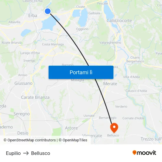 Eupilio to Bellusco map
