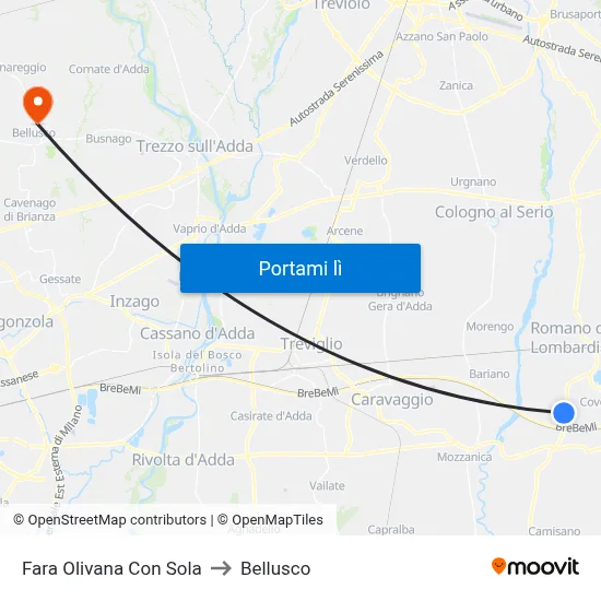 Fara Olivana Con Sola to Bellusco map