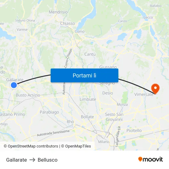 Gallarate to Bellusco map