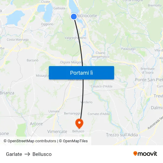 Garlate to Bellusco map