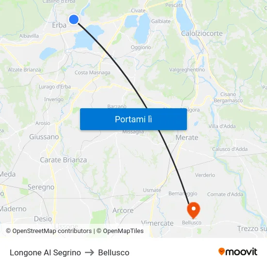 Longone Al Segrino to Bellusco map